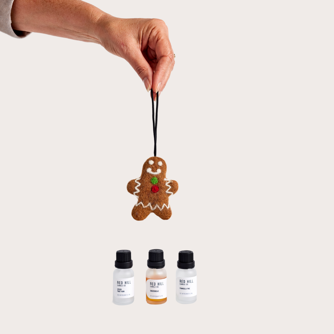 Red Hill Candle Co. - Spiced Pinot Noir Felt Gingerbread Man Air Freshener