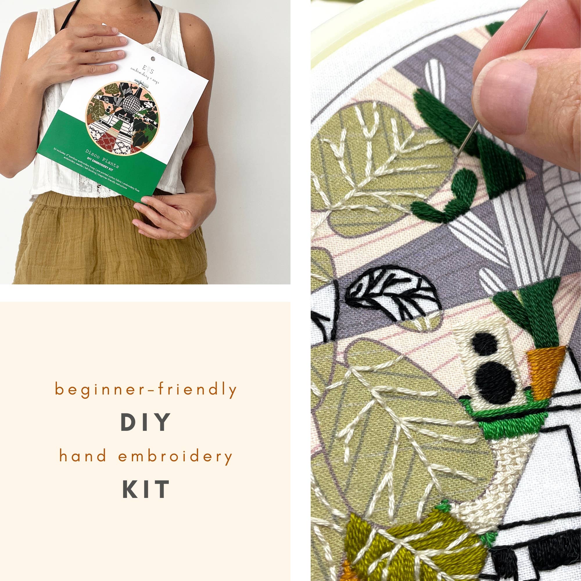 Embroidery and Sage - Disco Plants - full embroidery kit