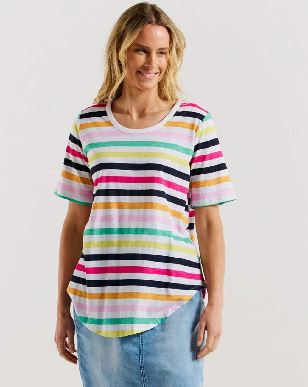 BETTY BASICS - ARIANA TEE - RAINBOW STRIPE - 0325-01