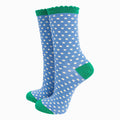 Sock Talk - Polka Dot Cotton Glitter Socks in Blue/Green
