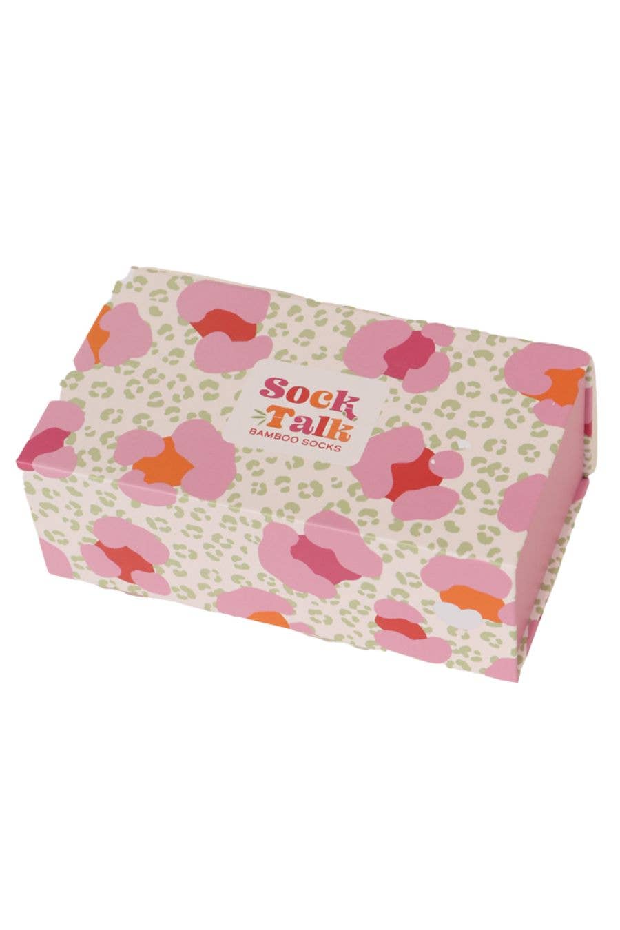 Sock Talk - Pink Green Leopard Print Sock Talk Gift Box (Box Only)