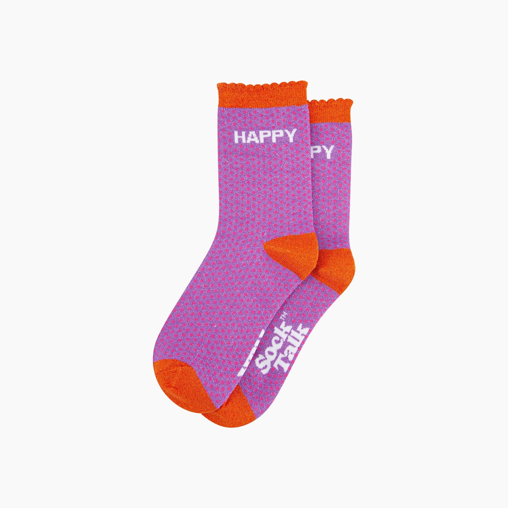 Sock Talk - Happy Spotted Combed Cotton Glitter Socks in Lilac