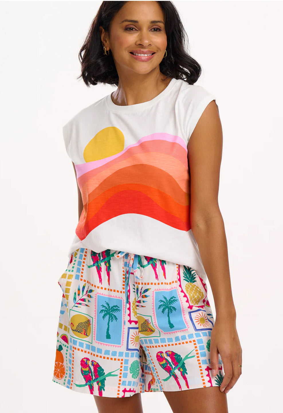 Patty Shorts - Off-White, Jungle Tile