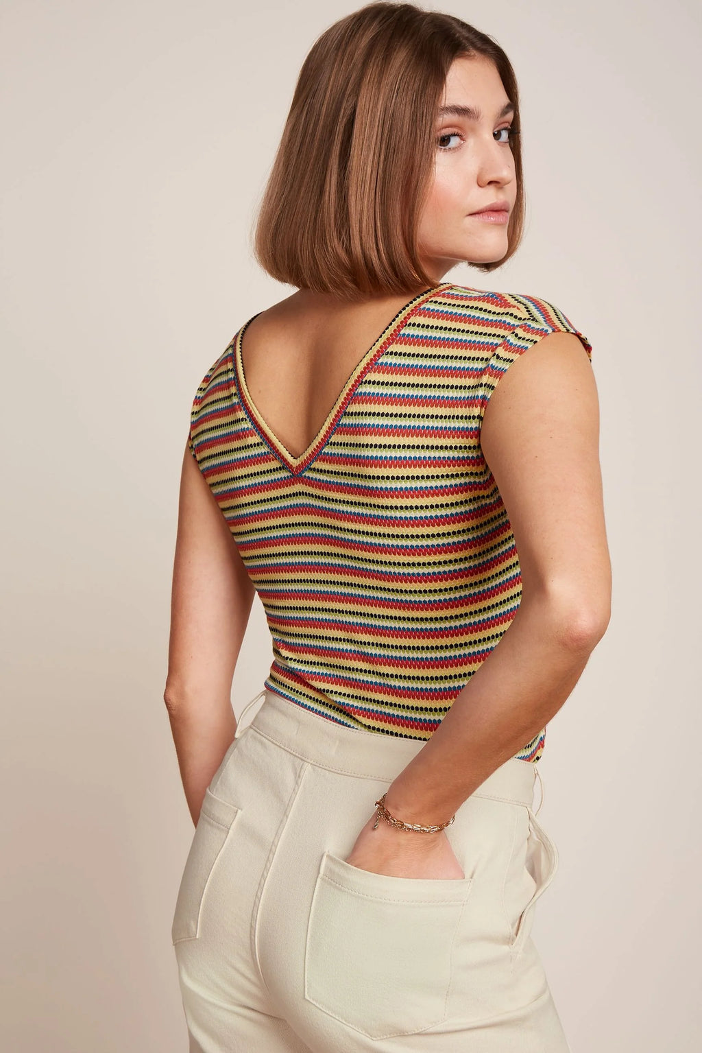 DOUBLE V TOP BEEBOP STRIPE - CUSTARD YELLOW - KING LOUIE