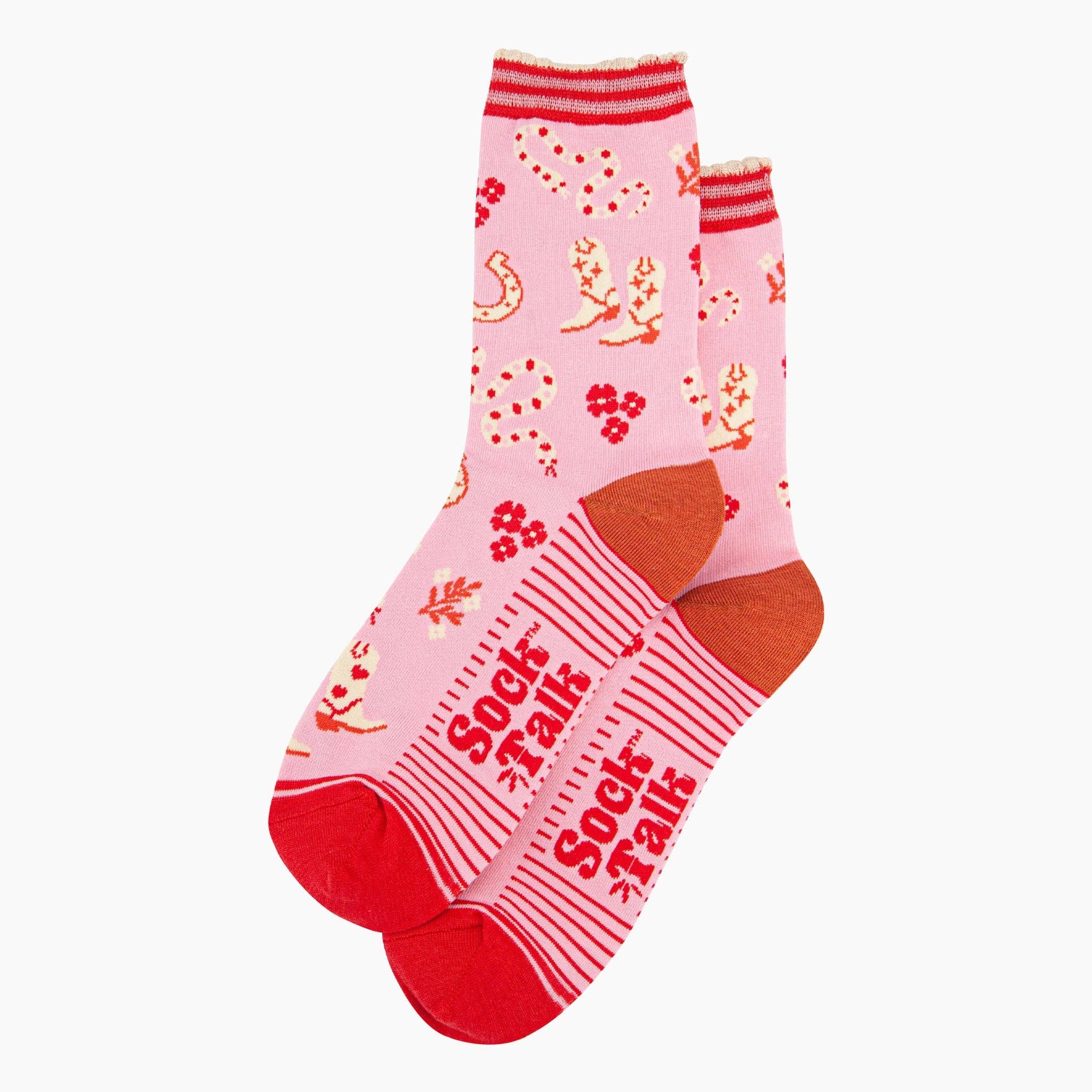 Sock Talk - Cowboy Boot Snakes Bamboo Socks in Pink