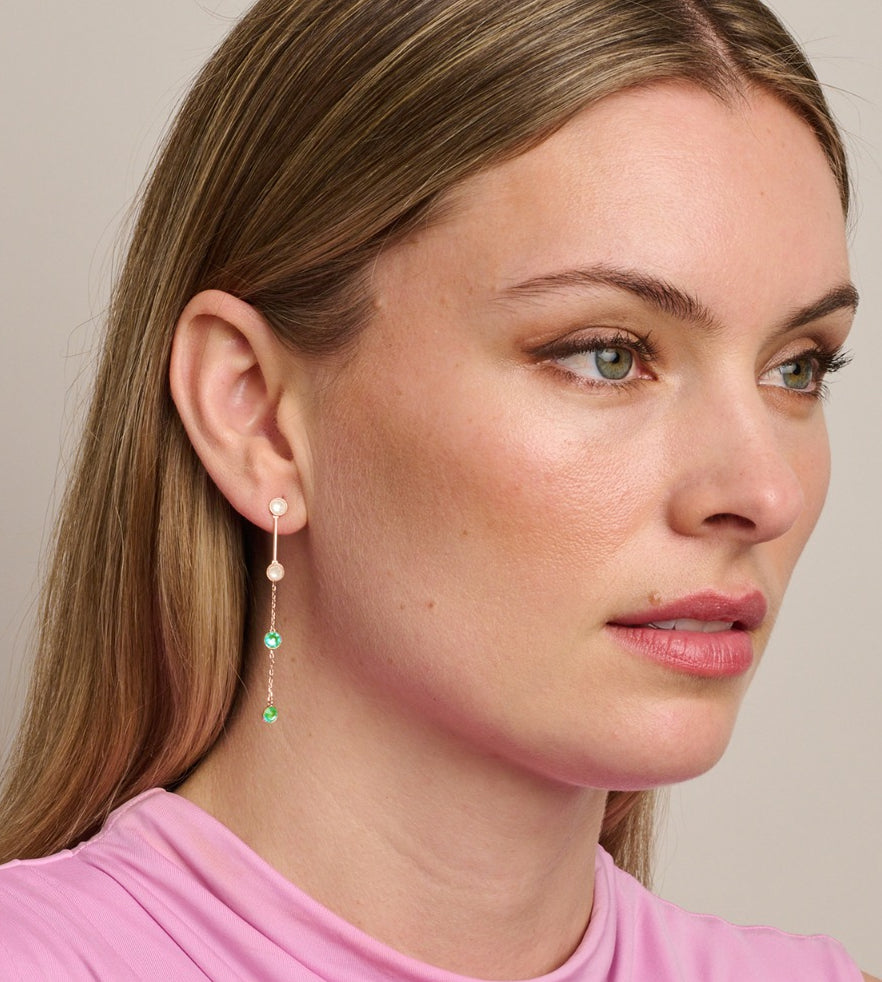 Rose Gold Green Hanging Crystal E/R