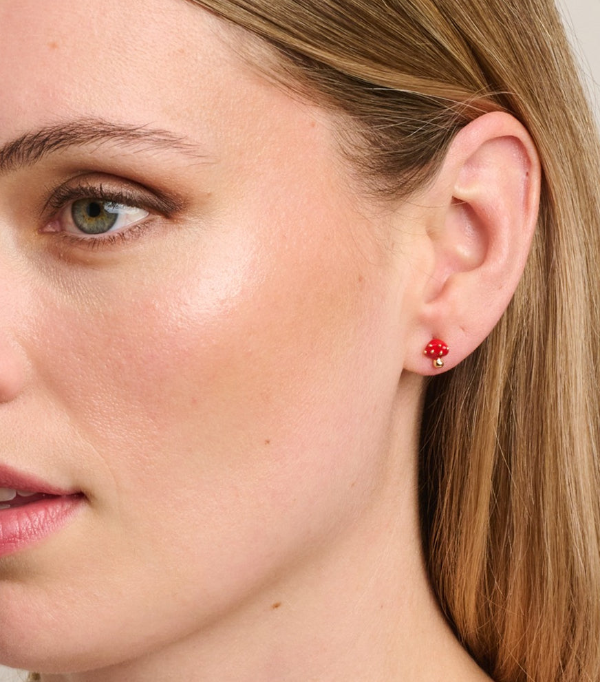 Gold and Red Mushroom Studs