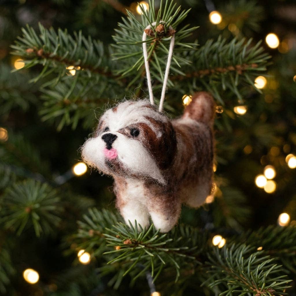 NAMASTE ARTISANS - Handmade Wool Felt Shih Tzu Dog Ornament