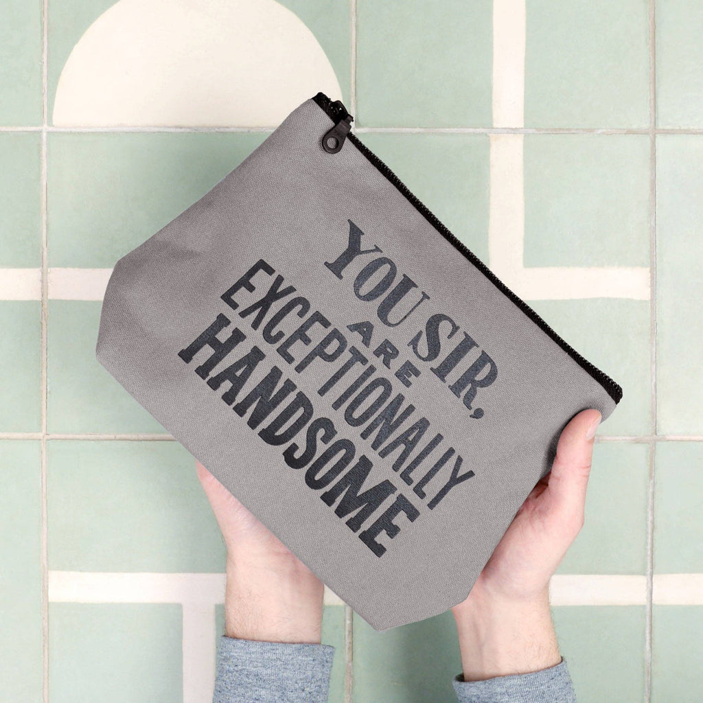 Alphabet Bags - Exceptionally Handsome - Grey Wash Bag