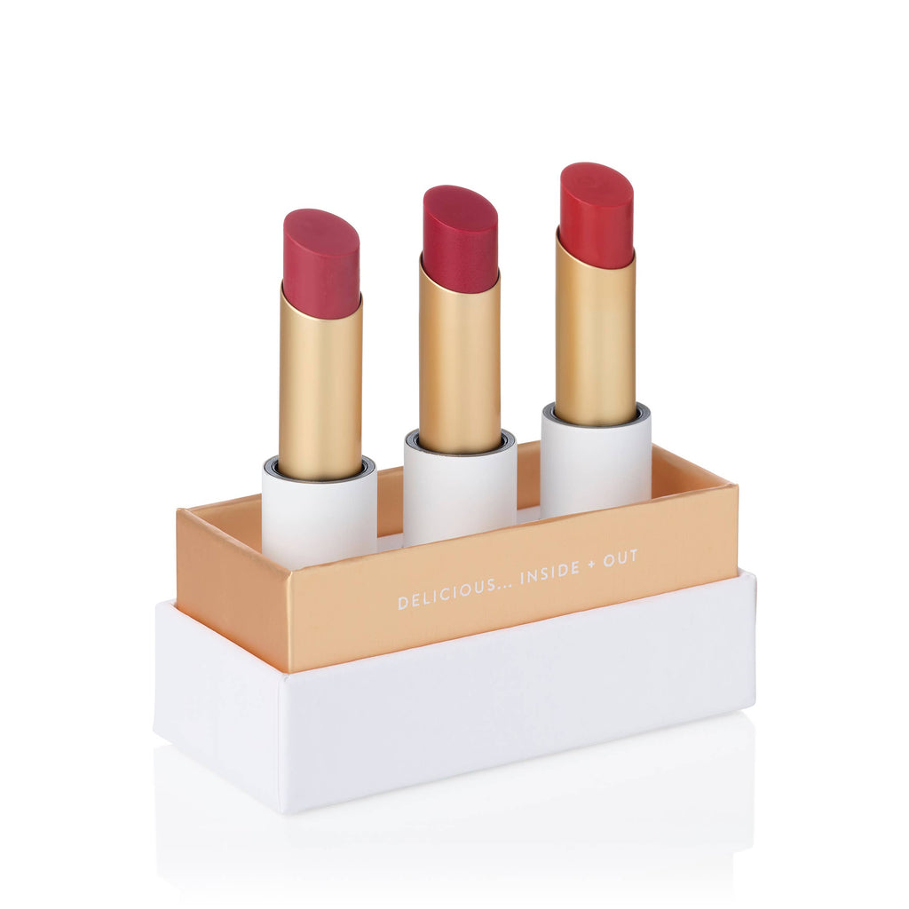 LÜK BEAUTIFOOD [🇦🇺 AUS + USA🇺🇸] - Lip Nourish Trio - Luscious Reds [PINK Packaging]