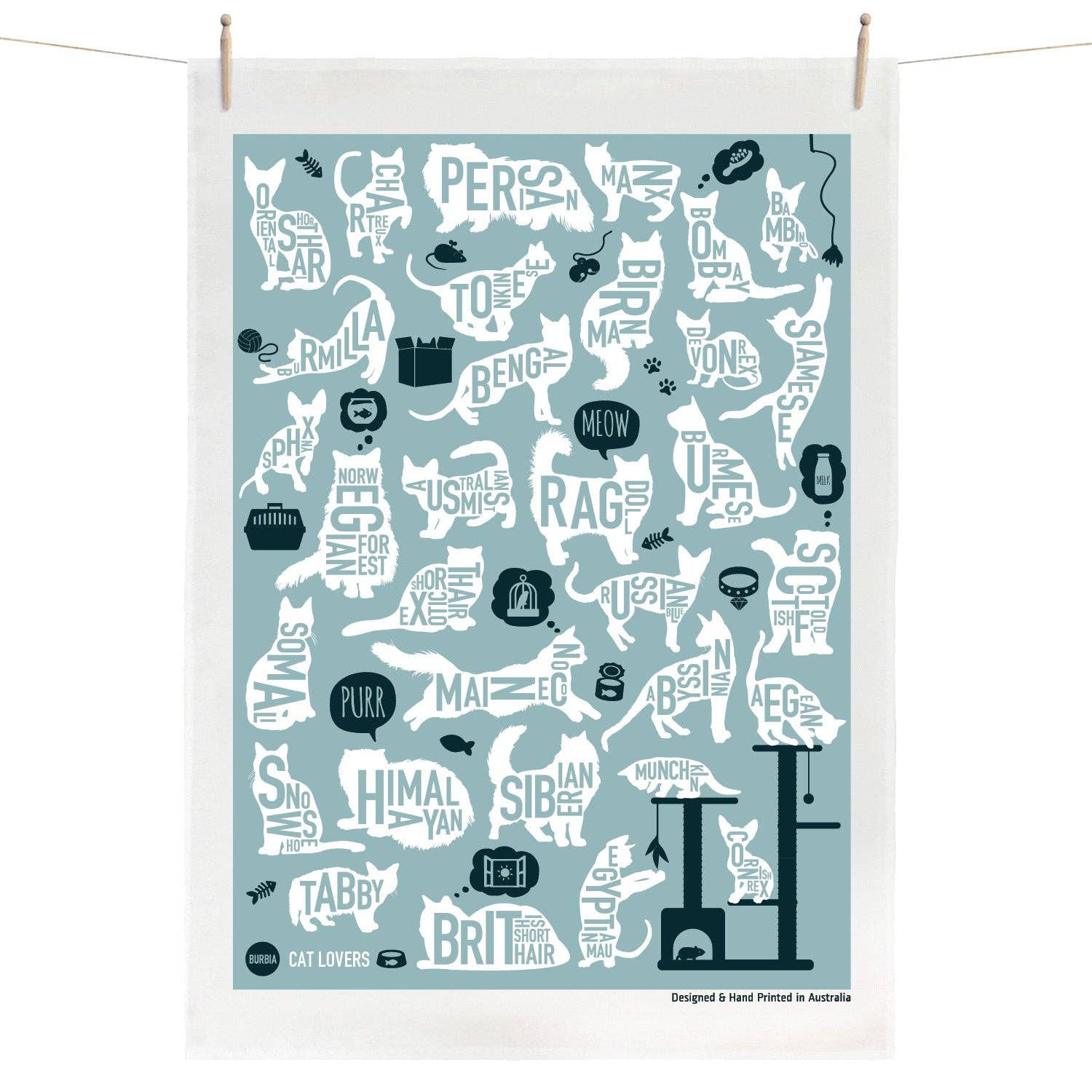 Burbia - Cat Lovers Tea Towel