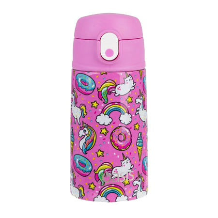 Oasis Stainless Steel Double Wall Insulated Kid's Drink Bottle w/ Sipper Straw 400ml (Unicorns)