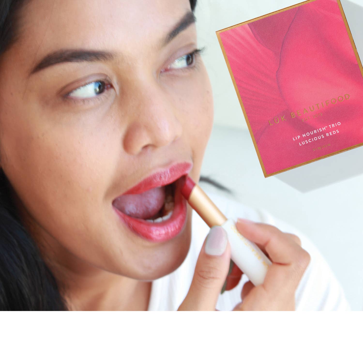 LÜK BEAUTIFOOD [🇦🇺 AUS + USA🇺🇸] - Lip Nourish Trio - Luscious Reds [PINK Packaging]