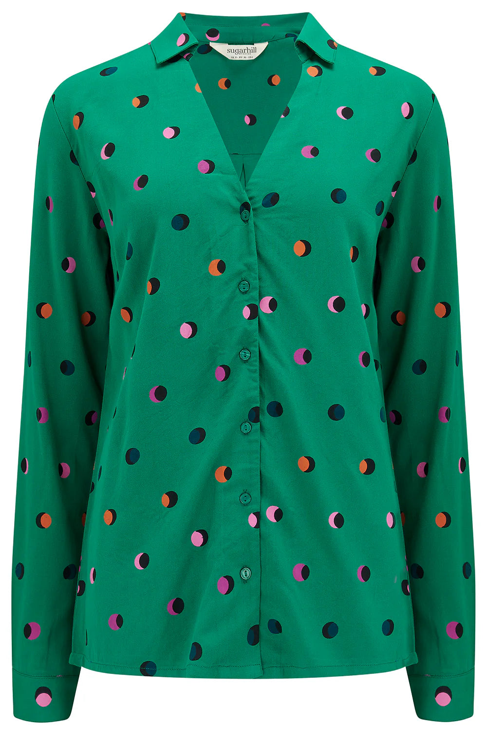 BRETTA SHIRT GREEN RAINBOW SHADOW POLKA - SUGARHILL BRIGHTON - AW25