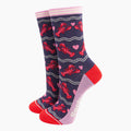 Sock Talk - Lobsters Love Hearts Bamboo Socks in Navy Blue