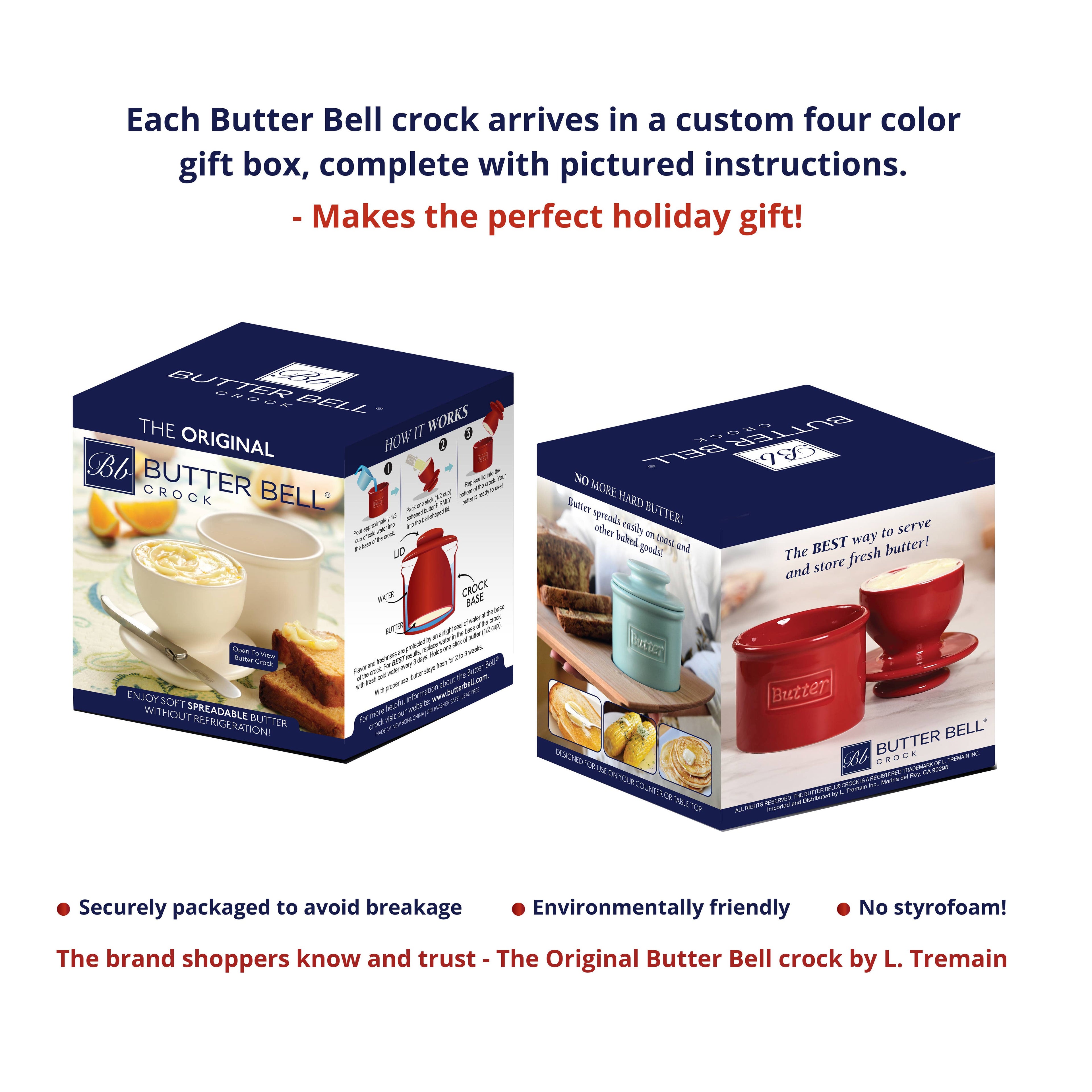 The Original Butter Bell® Crock - The Original Butter Bell® Crock - Nautical Blue Stripes
