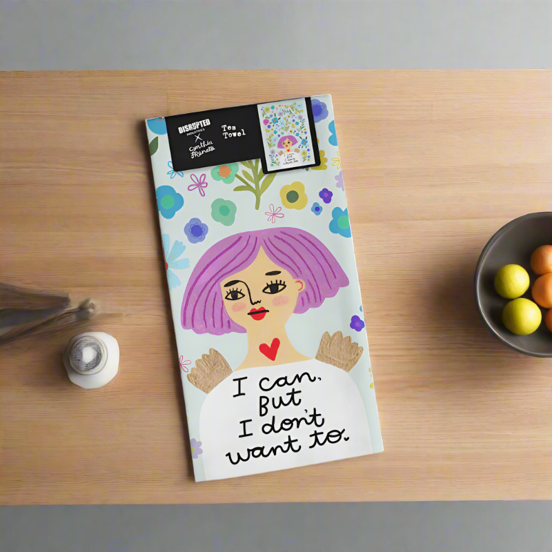 Disrupted Industries - I Can, But I Don't Want To Grumpy Angel Dish Towel