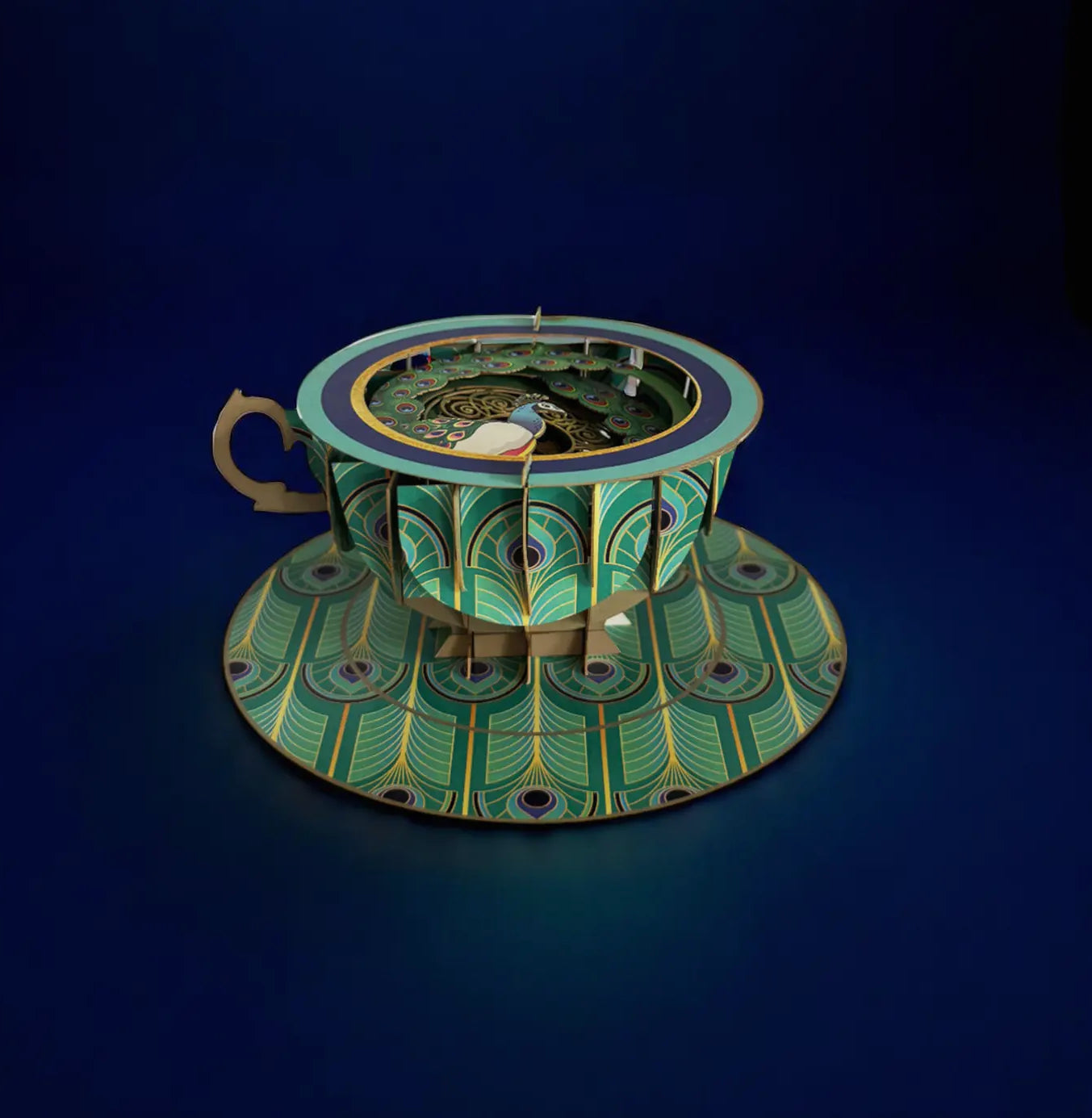 Alljoy Design - A cup of tea pop up card - Peacock