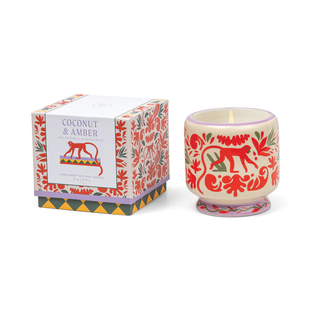 PADDYWAX: "Jungle" Ceramic Candle - Coconut & Amber Boxed