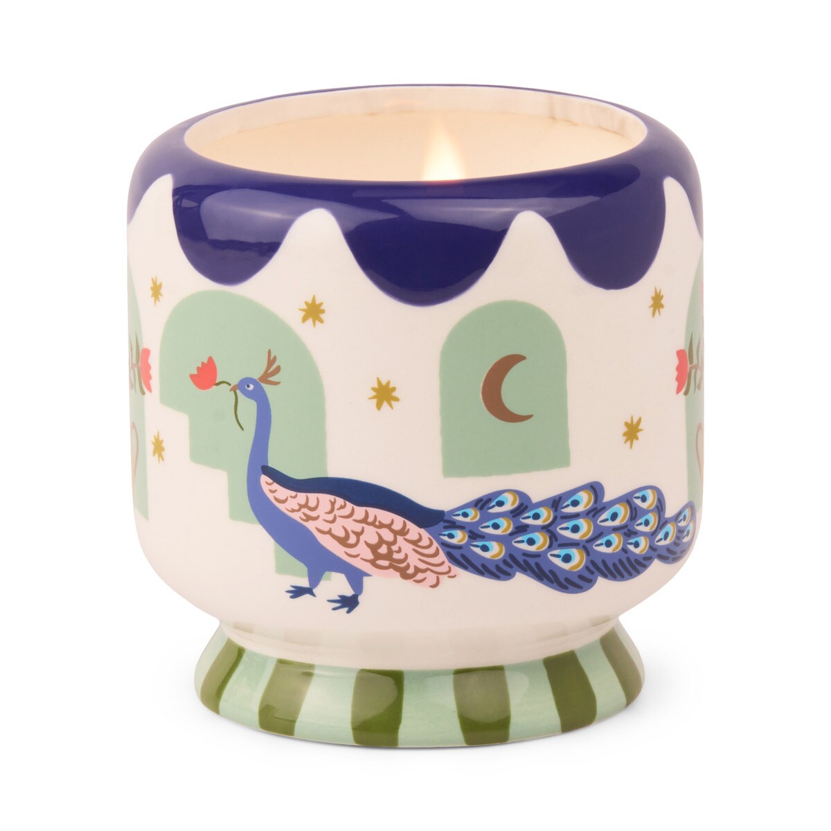PADDYWAX: PEACOCK CERAMIC CANDLE - MISTED LIME