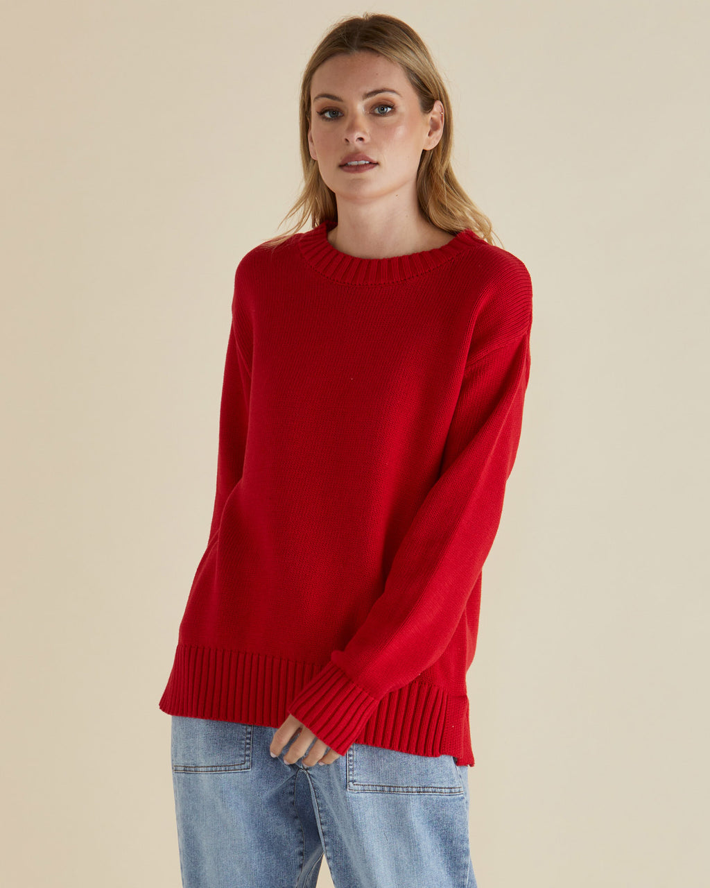 BETTY BASICS - ANDY KNITTED JUMPER - RED