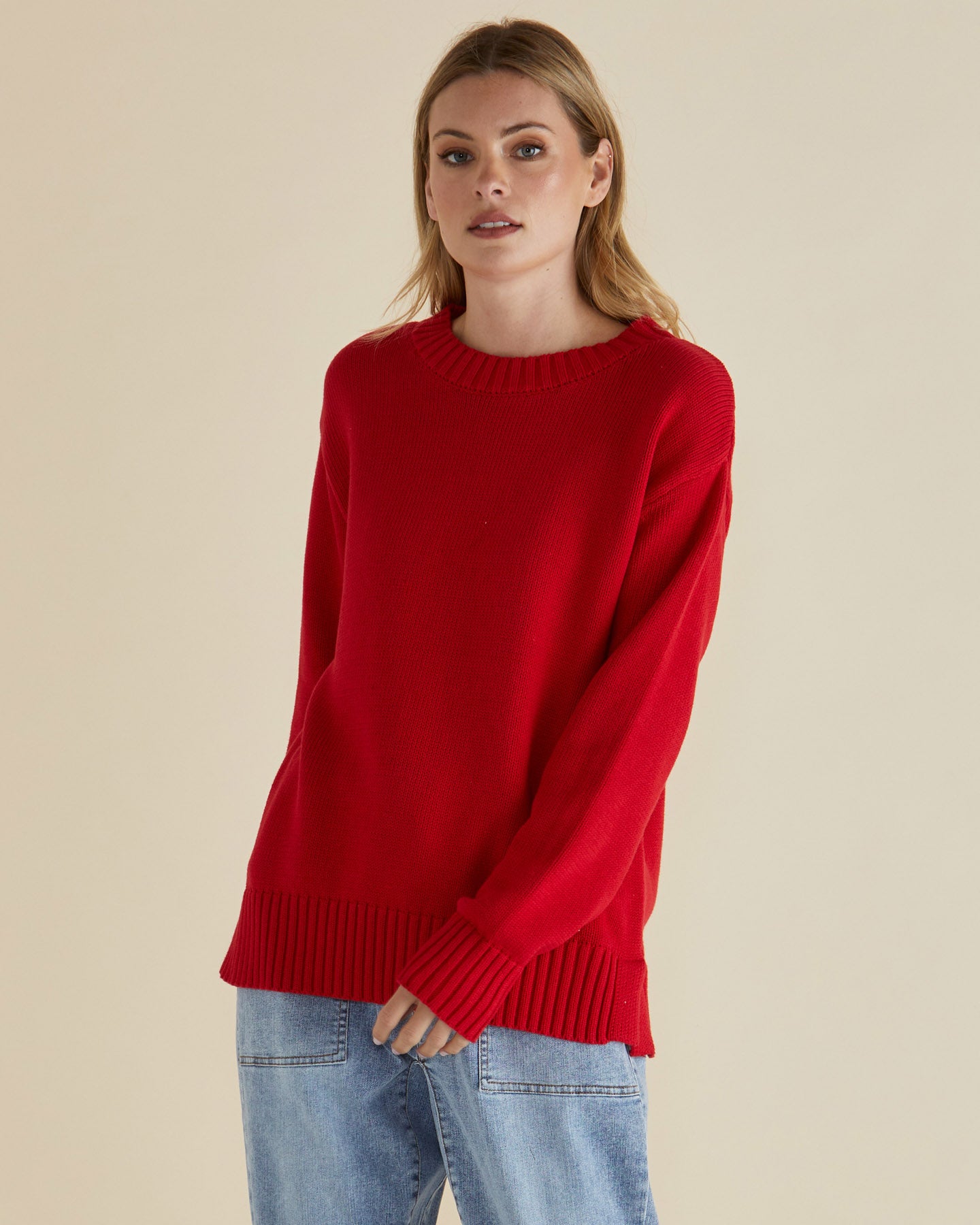 BETTY BASICS - ANDY KNITTED JUMPER - RED