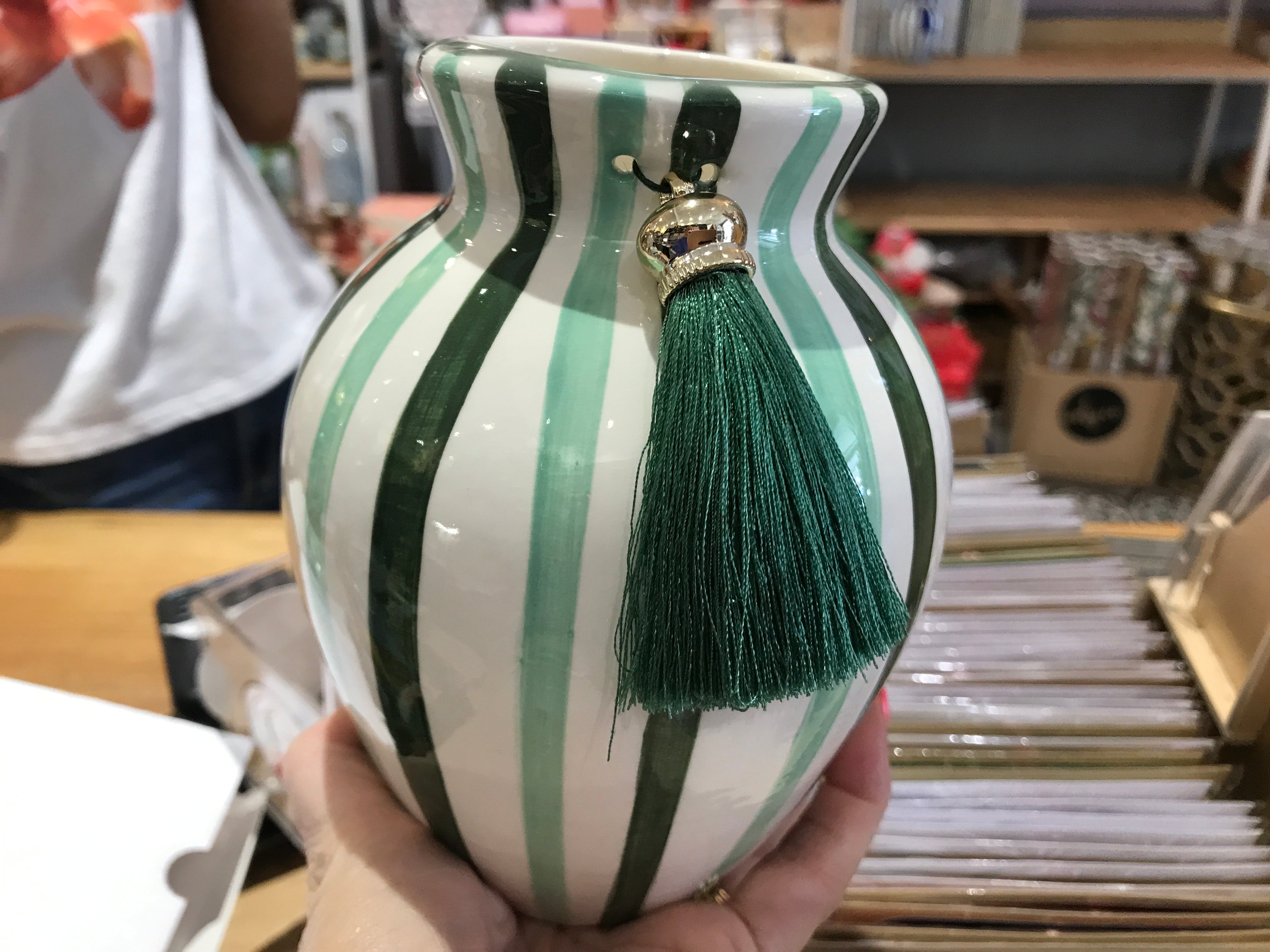 CARLA DINNAGE - GREEN TASSLE VASE - MEDIUM