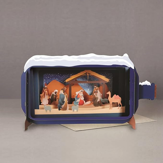 Alljoy Design - Message in a Bottle Pop Up Card - Christmas Nativity Scene