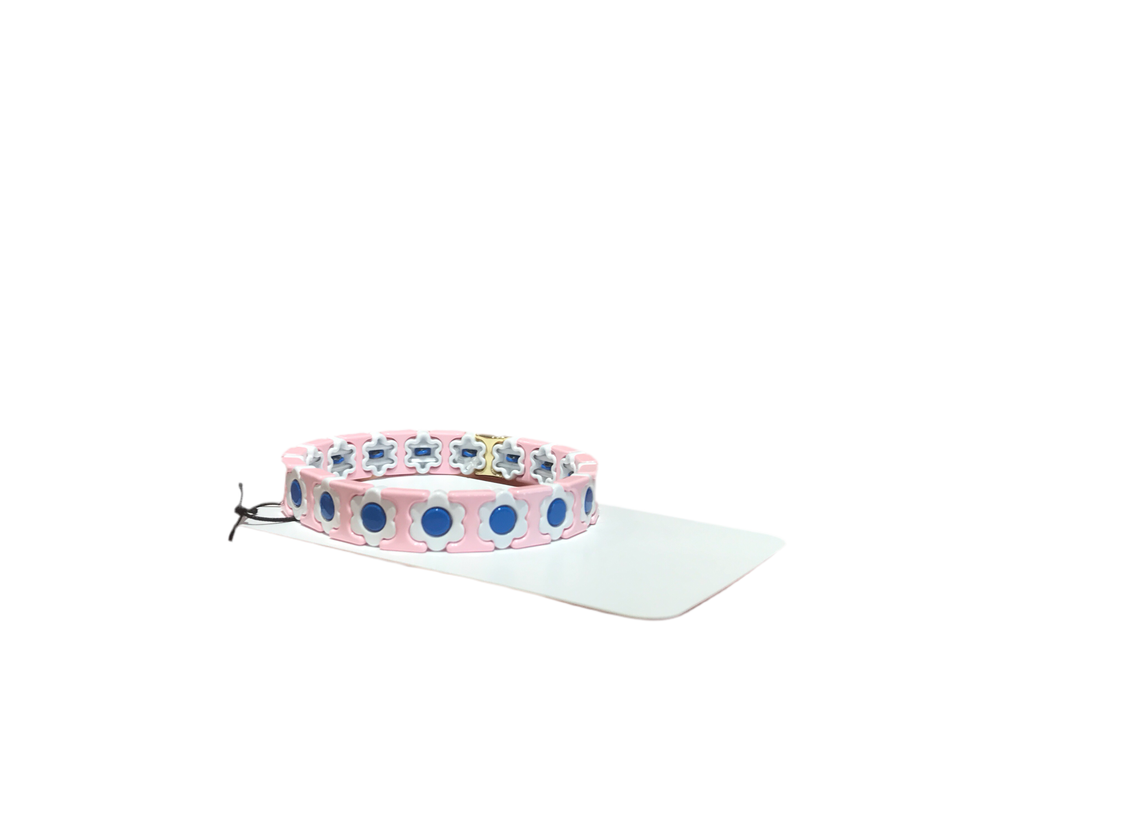 BJ2616 PALE PINK AND WHITE DAISY TILE BRACELET