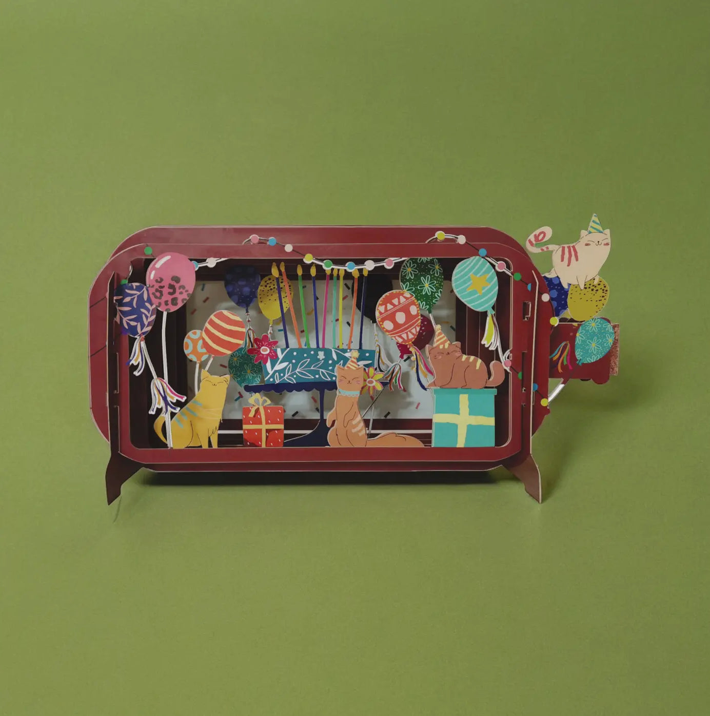 Alljoy Design - Birthday Cats Pop Up Card - Message in a Bottle