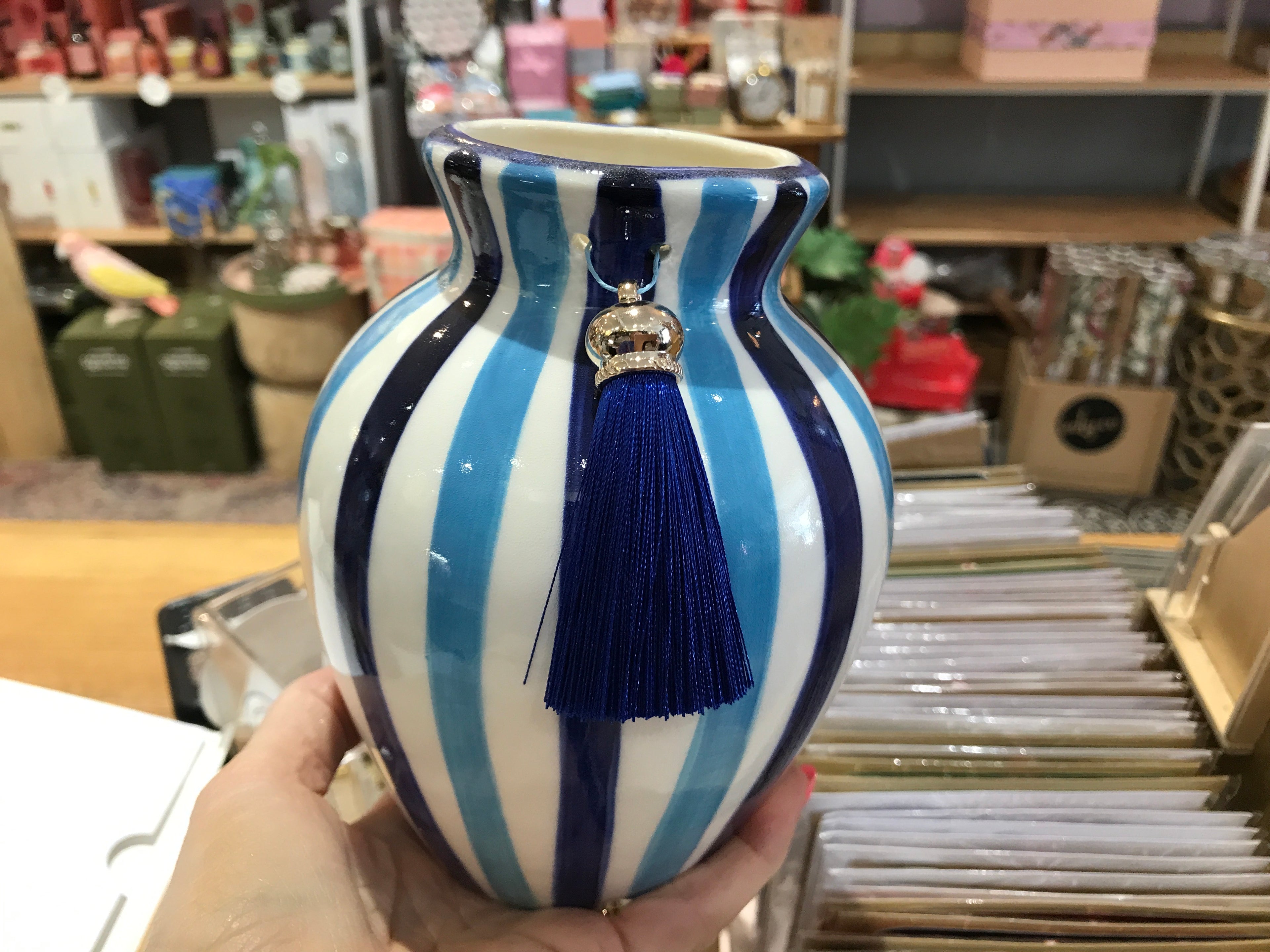 CARLA DINNAGE - BLUE TASSLE VASE - MEDIUM