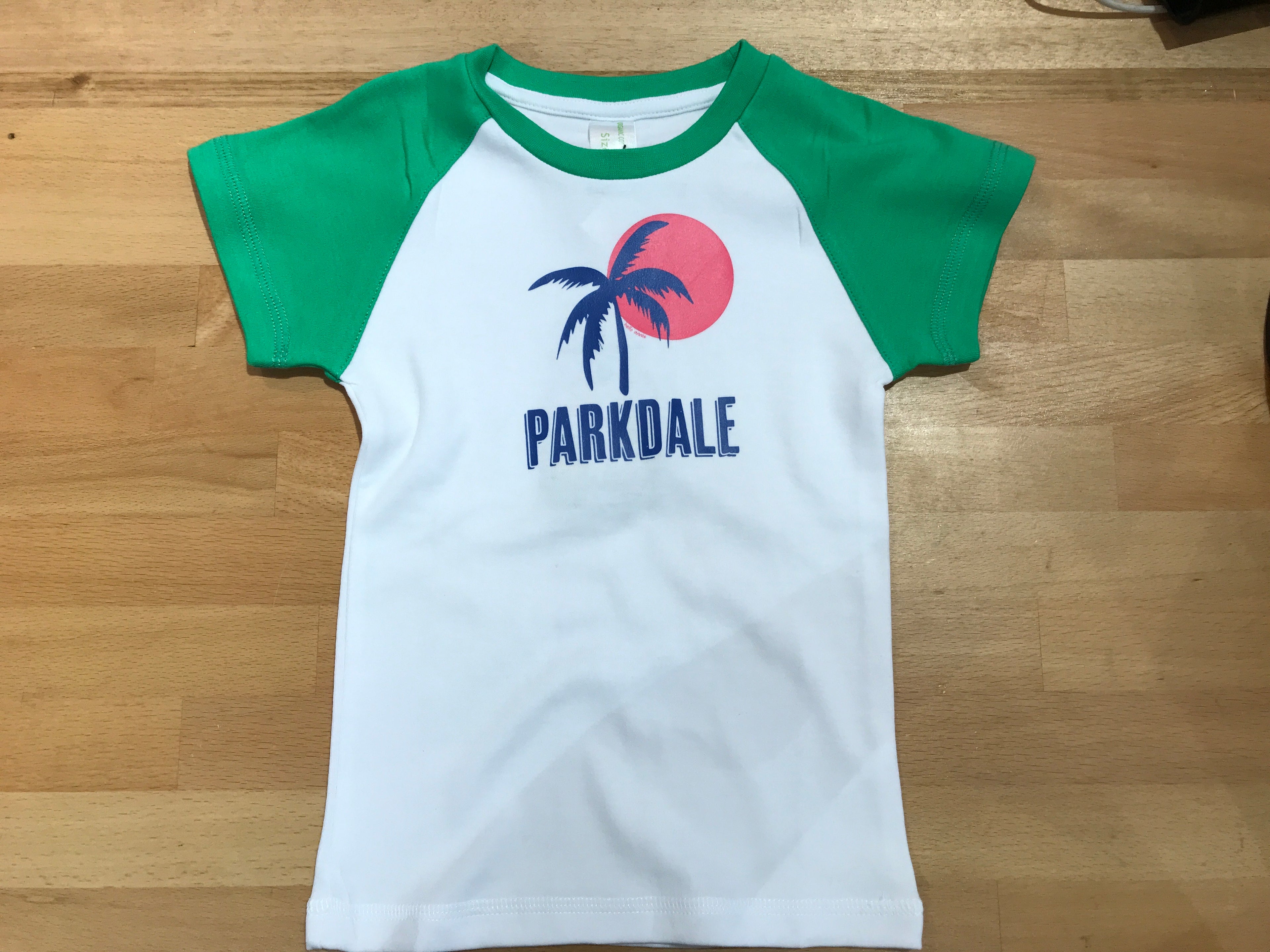 KIDS PARKDALE MELBOURNE RAGLAN T-SHIRT - WHITE/GREEN