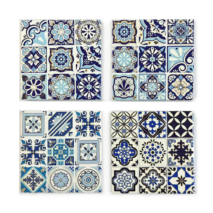 HARLOW CERAMIC BLUE COASTER SQURE SET4