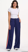Laina Track Pants - Navy, Rainbow Trim