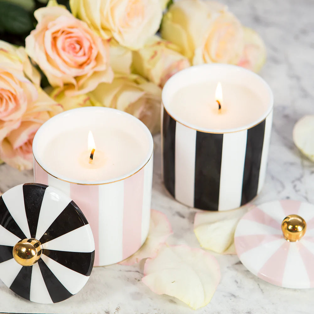 CRISTINA RE Ebony Stripe Candle - Vanilla Macaron
