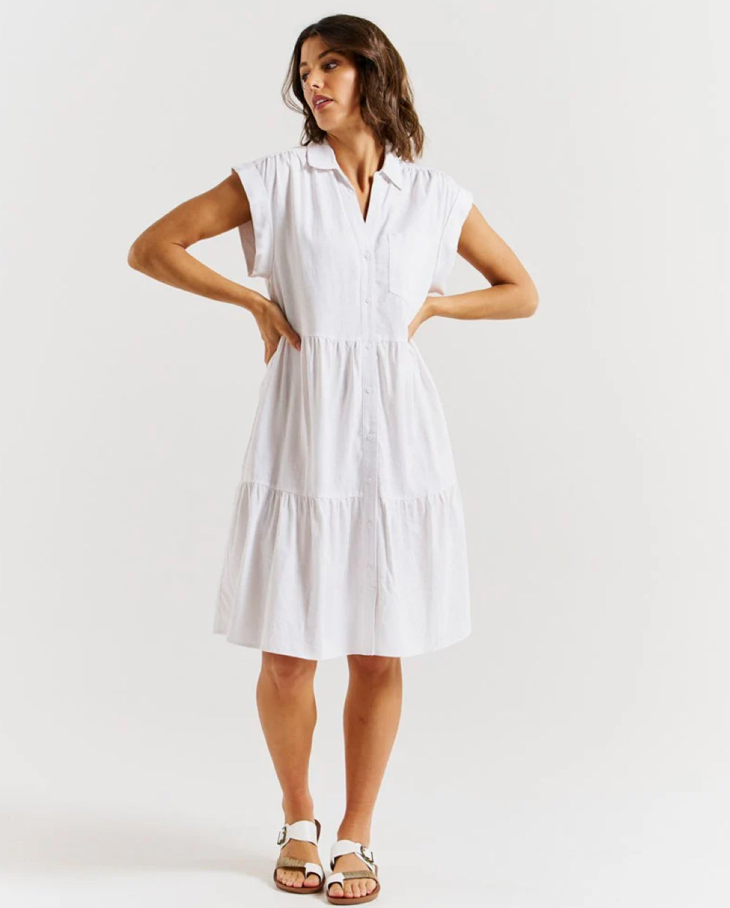 BETTY BASICS - ZURICH DRESS WHITE -0325-04