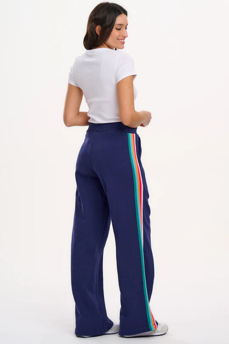 Laina Track Pants - Navy, Rainbow Trim