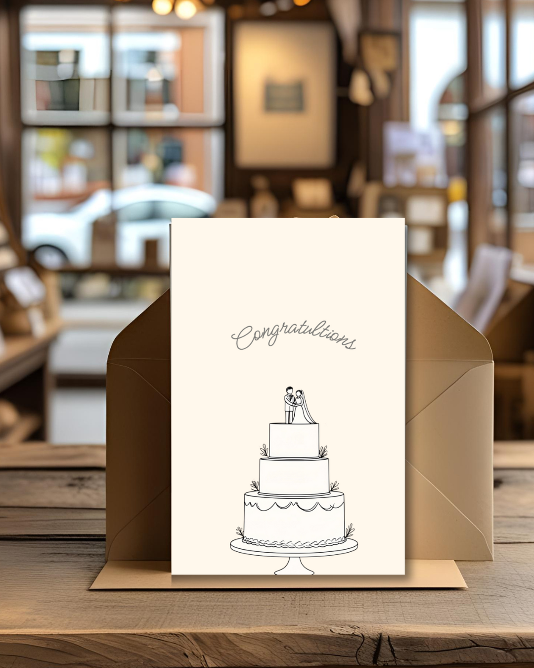 Bayside Treasures - CONGRATULATIONS WEDDING CAKE CARD