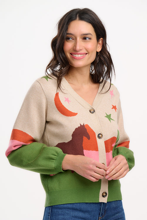 ADRIAN CARDIGAN - OATMEAL, DESERT COWGIRL
