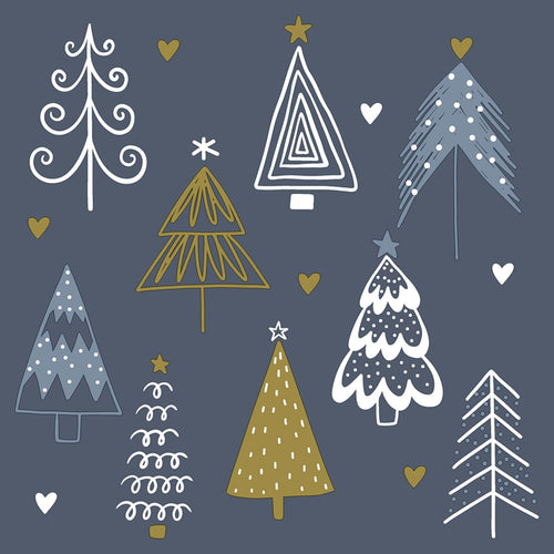 PAPER+DESIGN LUNCHEON NAPKINS - FUN TREES - BLUE