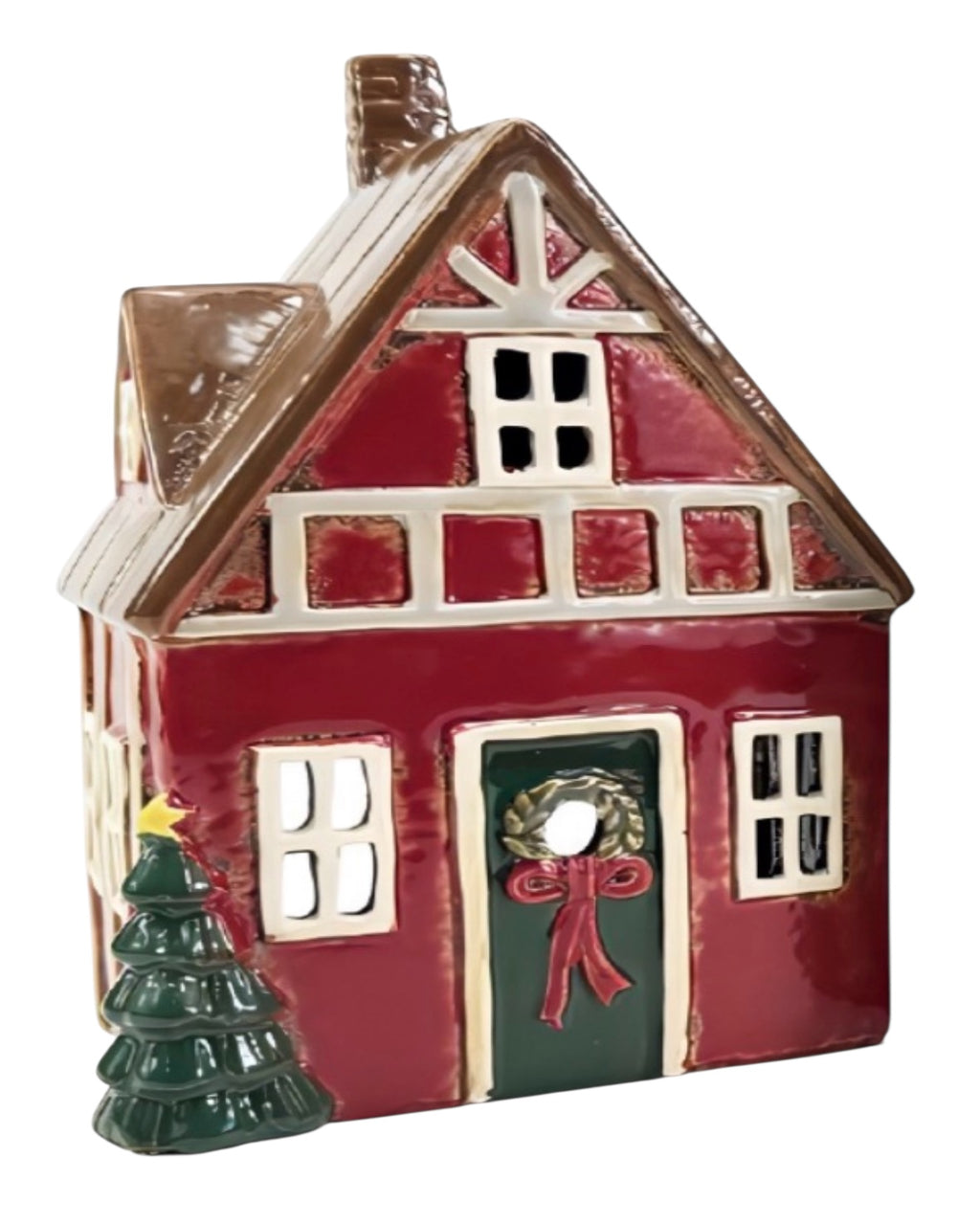 Red Christmas House Tealight Holder