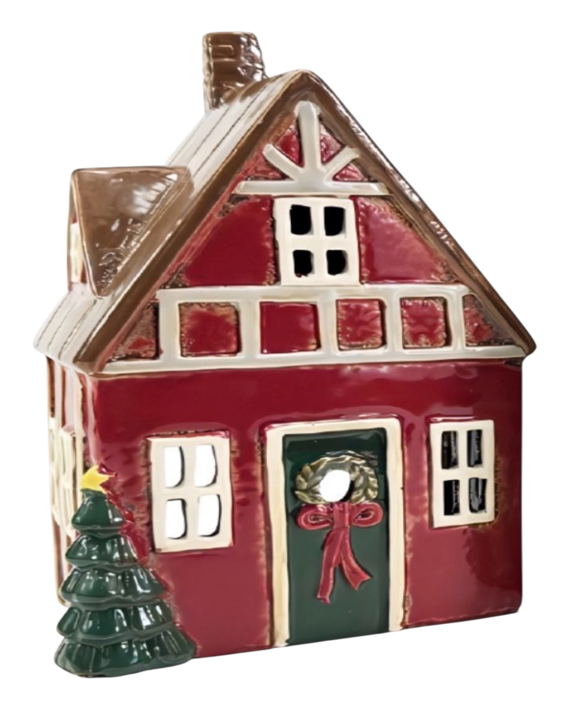 Red Christmas House Tealight Holder
