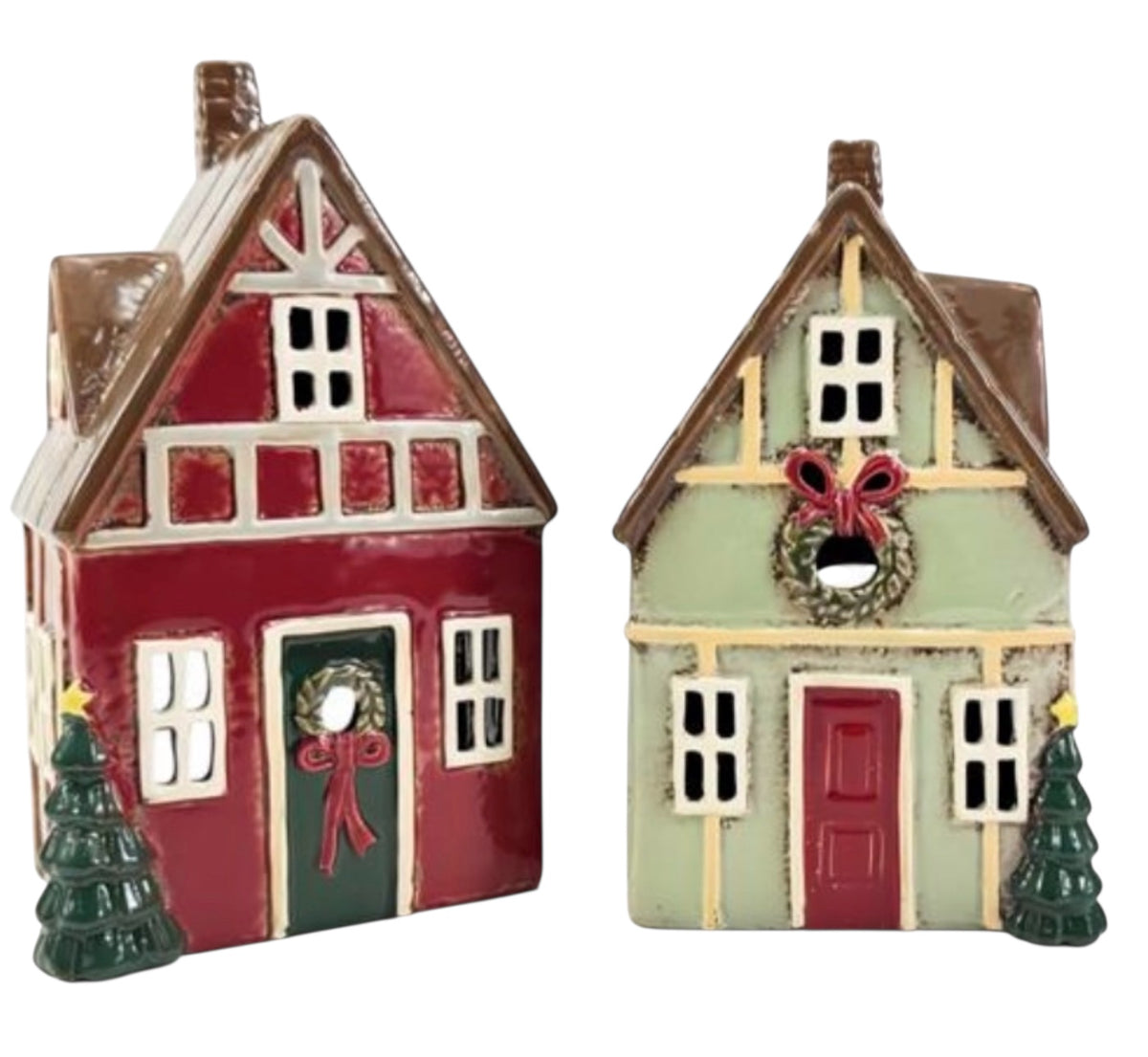 Red Christmas House Tealight Holder view 3