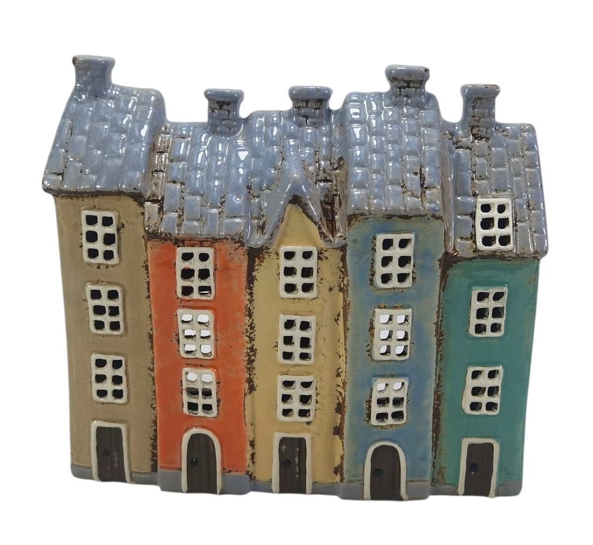 Row of Colourful Houses Tealight Holder