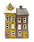 Yellow and Brown Double House Tealight Holder