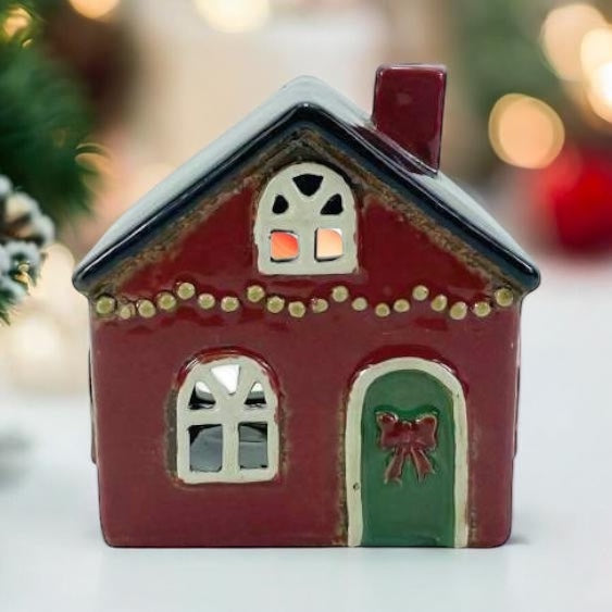 Christmas House with String Lights Tealight Holder view 2