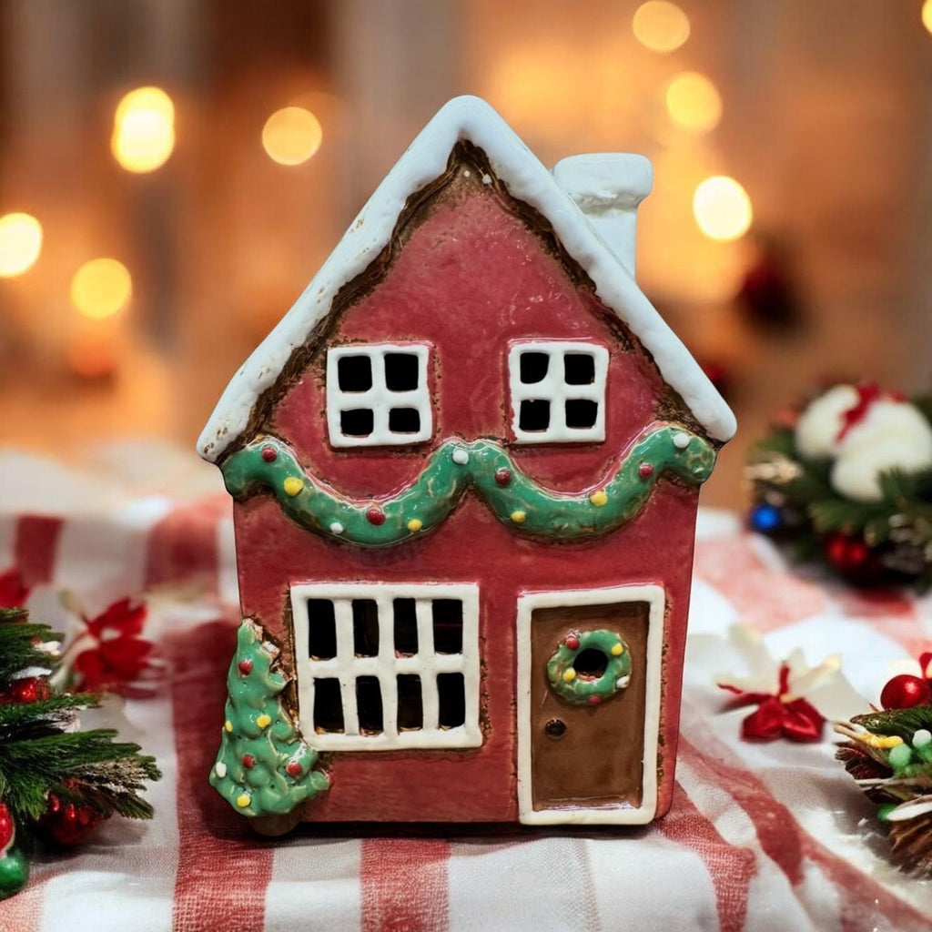 Christmas House with Garland Tealight Holder view 2