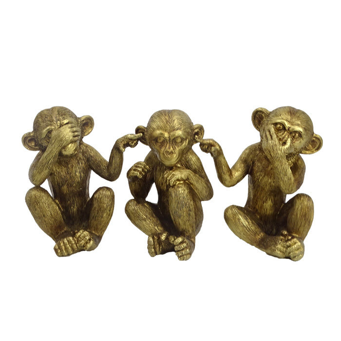 HAVANA RESIN GOLD MONKEY SET OF THREE