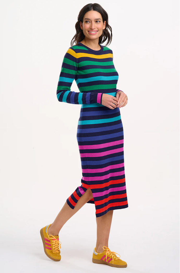 Liselle Midi Knit Dress - Multi, Staggered Rainbow