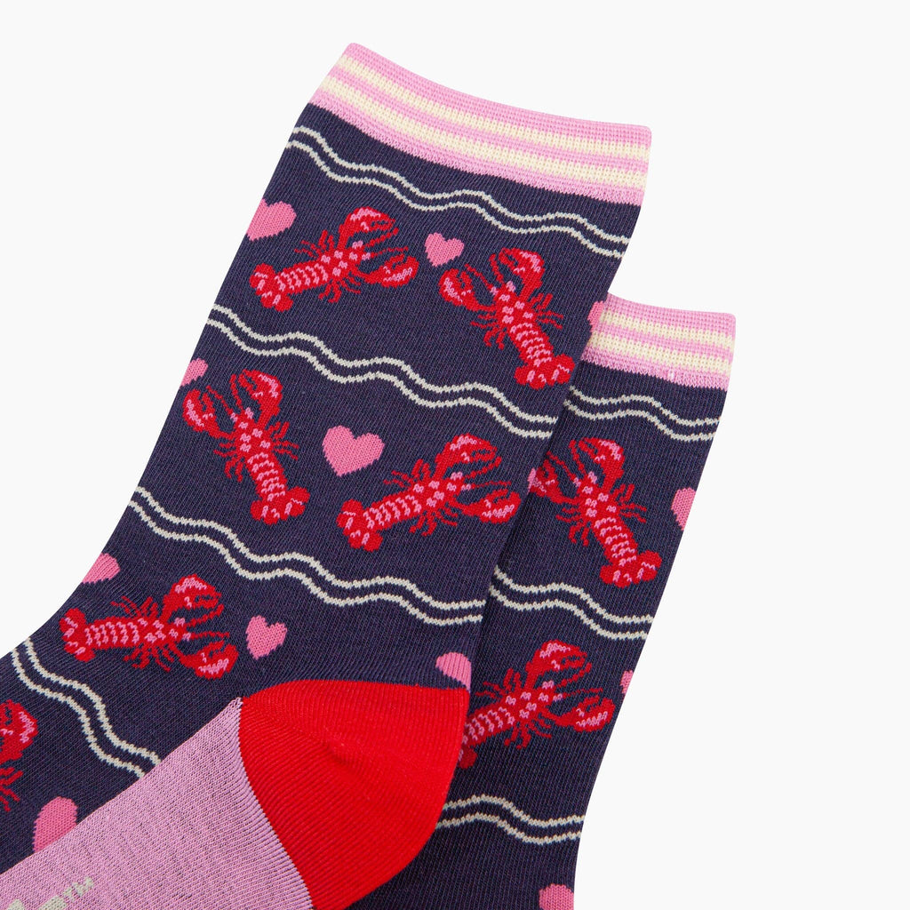 Sock Talk - Lobsters Love Hearts Bamboo Socks in Navy Blue